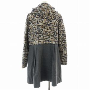TO BE CHIC コート ジャケット ツイード切替 ハイネック タック 大きいサイズ44 XL グレー