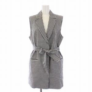 mikomori THIRD Magazine コットンシルクギンガムチェックジレ べスト ジャケット ウエストベルト シルク