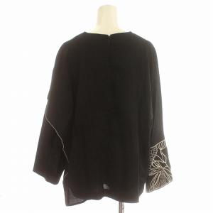 ADORE 21AW アシンメトリー シャツ ブラウス 長袖 プルオーバー 花柄 刺繍 38 M 黒 ブラック