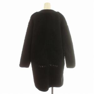 adidas ボアコート フリース ノーカラー ロング コート OT L相当 黒 ブラック