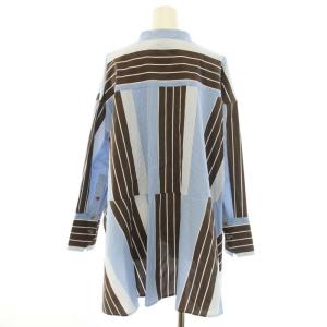 ADORE 20SS セットアップ 上下 ブラウス シャツ バンドカラー 長袖 スカート ロング マキシ フレア イージー 38 M ストライプ