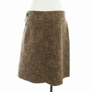 MAX&CO. ラップスカート 台形 ひざ丈 ツイード ベルト 48 3L 茶 ブラウン 赤 レッド