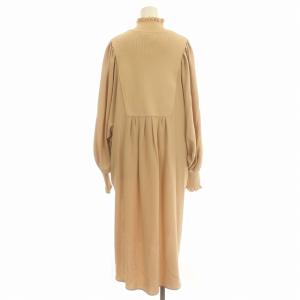 ADORE 21AW ニットドッキングジョーゼットブラウス ワンピース ハイネック ドルマン リブニット ロング 38 M ベージュ