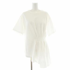 ADORE Tシャツ カットソー 変形 アシメ ギャザー 裾フレア 半袖 白 ホワイト /XK
