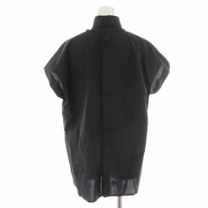 ADORE 20SS ライトコットンボウタイブラウス シャツ ハイネック リボン テールカット 半袖 38 M 黒 ブラック 5310210622