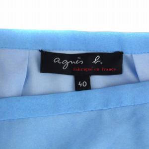 agnes b. フレアスカート ひざ丈 転写プリント 40 L 青 ブルー 0594NQ97