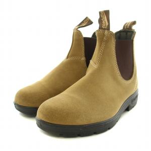 サイドゴアブーツ ショートブーツ スエード 保存箱付き 4 23.5?24.0cm ベージュ 黒 ブラック