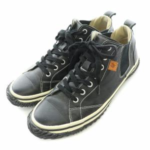 SPINGLE MOVE ローカットスニーカー シューズ サイドゴア カンガルーレザー S 24.5cm 黒 ブラック SP-442