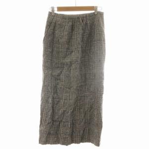 Spick&Span 23SS リネンラップタイトスカート ミモレ ロング 麻 チェック 38 M グレー 23060200302020