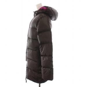 DUVETICA ダウンジャケット ダウンコート ロング フード付き ナイロン ジップアップ アウター 40 L 茶 ダークブラウン