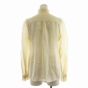 BURBERRY BLUE LABEL シャツ ブラウス レース フリル スタンドカラー バックギャザー 長袖 38 S アイボリー
