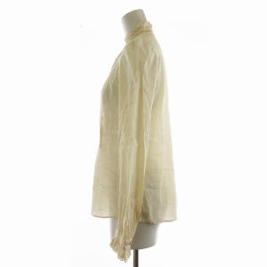 BURBERRY BLUE LABEL シャツ ブラウス レース フリル スタンドカラー バックギャザー 長袖 38 S アイボリー