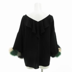 Diagram GRACE CONTINENTAL カットソー ブラウス 袖フォックスファー フリル 長袖 36 S 黒 ブラック
