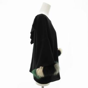 Diagram GRACE CONTINENTAL カットソー ブラウス 袖フォックスファー フリル 長袖 36 S 黒 ブラック