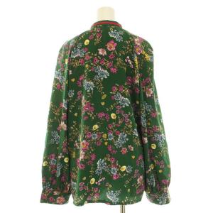 Ameri VINTAGE シャツ ブラウス 長袖 フリル リボン 花柄 F 緑 グリーン