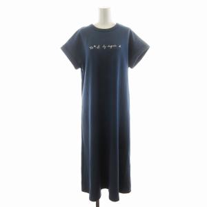To b. by agnes b. WP58 ROBE ロゴワンピース ミモレ ロング 半袖 Iライン Tu M 青 ブルー /NQ