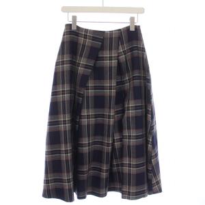 KEITA MARUYAMA 19AW フレアスカート ロング チェック柄 1 S 紺 ネイビー 1-1941508