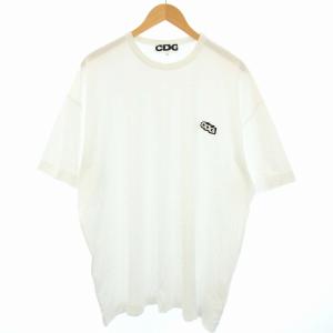 CDG AD2023 Tシャツ カットソー ロゴ ワッペン 半袖 クルーネック M 白 ホワイト SZ-T066