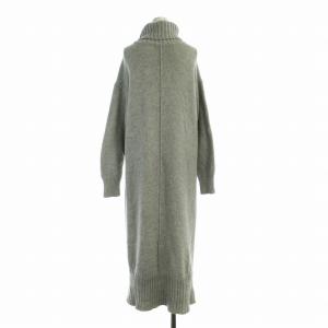 SHIPS サイドスリットタートルワンピース マキシ ロング ニット セーター 長袖 M グレー