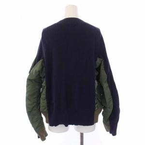 sacai ナイロンツイルコットンニットプルオーバー セーター 長袖 ネイビー カーキ SCW-061