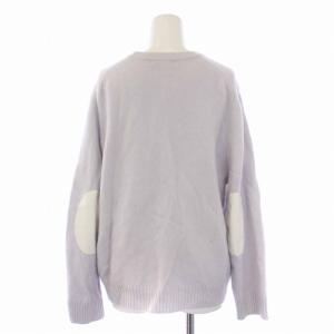 GALERIE VIE スコットランドウール クルーネックプルオーバー ニット セーター 長袖 エルボーパッチ F ライトグレー 23-02-34-02103