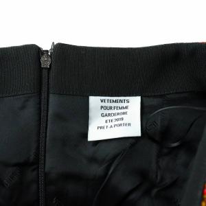 VETEMENTS スカーフラップ風フリンジプリントウールミディスカート タイト ミモレ ロング 花柄 ペイズリー S 赤 レッド