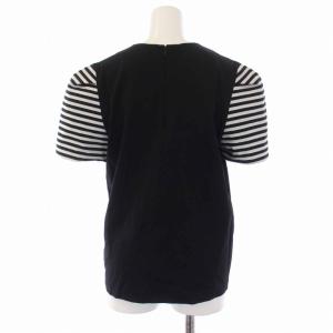 BORDERS at BALCONY カットソー 半袖 クルーネック ボーダー柄 38 M 黒 ブラック BD2311-2C-55