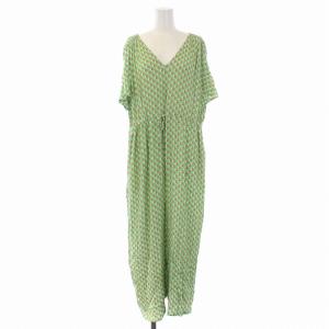 23SS オールインワン オーバーオール 半袖 Vネック 総柄 S 緑 グリーン 3710300188