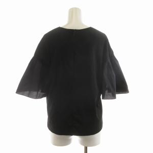 UNITED ARROWS コンビフリルスリーブカットソー シャツ ブラウス 七分袖 袖フレア F 黒 ブラック 1517-222-2490