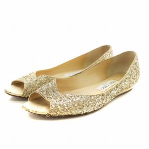 パンプス オープントゥ グリッター 37 24.0cm ゴールド色