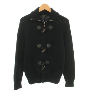 ニットカーディガン ニットジャケット アウター トグルボタン ウール カシミヤ混 M 黒 ブラック /YT