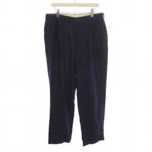 パンツ スラックス 1タック リネン 麻100％ W36 L32 紺 ネイビー /YM