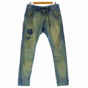 KROOLEY-NE ジョグジーンズ スウェットデニムパンツ テーパード ジップフライ ダメージ加工 28