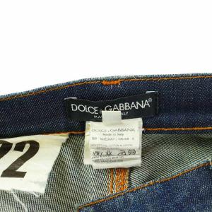 DOLCE&GABBANA 22 デニムパンツ ジーンズ テーパード ジップフライ USED加工 コットン 46 S インディゴ