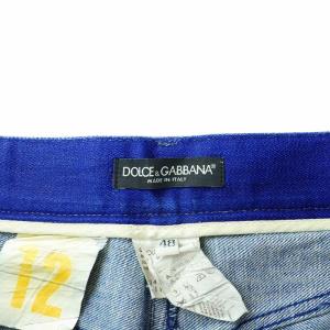 DOLCE&GABBANA 12 デニムパンツ ジーンズ テーパード ジップフライ ダメージ加工 48 M インディゴブルー