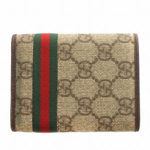 GUCCI カードケース シェリーライン GGスプリーム 名刺入れ PVC 茶 ブラウン