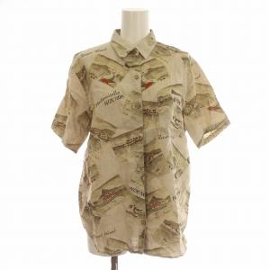 リネン 半袖 シャツ ブラウス 麻 F ベージュ /G