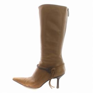 GUCCI ロングブーツ レザー ブーツ 7.5 24.5cm 茶 ブラウン