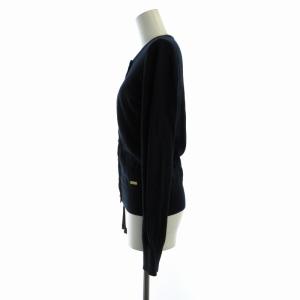 BLUE LABEL CRESTBRIDGE カーディガン ニット ショート丈 ロゴ プレート 長袖 38 M 紺 ネイビー
