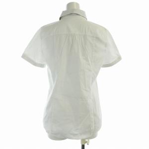 BURBERRY LONDON カジュアルシャツ チェック ロゴ 刺繍 半袖 40 L 白 ホワイト 茶 ブラウン