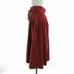 BLUE LABEL CRESTBRIDGE フレアスカート ミモレ ロング チェック ベルト付き 36 S 赤 レッド