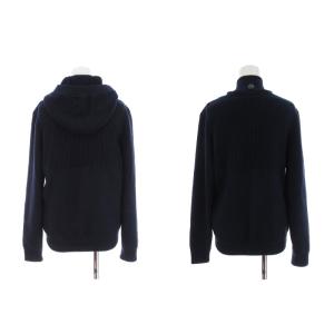 Bark ジャケット アウター ニット リブ 取り外しフード S 紺 ネイビー