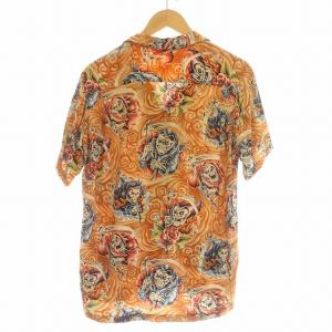 HYSTERIC GLAMOUR アロハシャツ 半袖 スカル F オレンジ