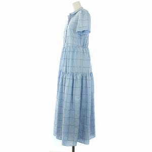 CELFORD 24SS エンブロイダリーボリュームシャツワンピース for Christel Takigawa 半袖 ロング 38 M 水色