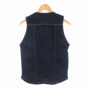 CRIMIE HIGHER GROUND GOOD LUCK & GOD BLESS デニムベスト イラストボタン M インディゴブルー