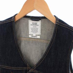 CRIMIE HIGHER GROUND GOOD LUCK & GOD BLESS デニムベスト イラストボタン M インディゴブルー