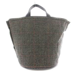 LUDLOW トートバッグ ハンド バケツ型 グレンチェック ロゴ刺繍 レザー マルチカラー