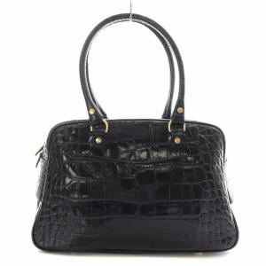 J&M DAVIDSON ヴィヴィ VIVI ボストンバッグ ハンド クロコ型押しレザー 黒 ブラック