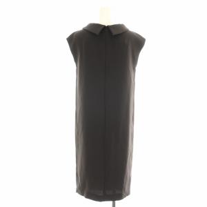 Max Mara タイトワンピース ひざ丈 ノースリーブ ロールカラー タック 38 S 茶 ブラウン