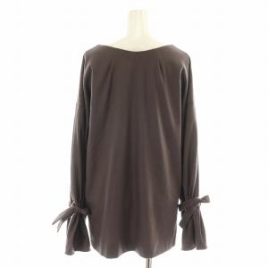 ebure カットソー 長袖 リボン Vネック ウール 38 M 茶 ブラウン